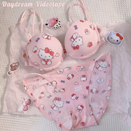 Front Open Double Padded Hello Kitty Premium Bra Set